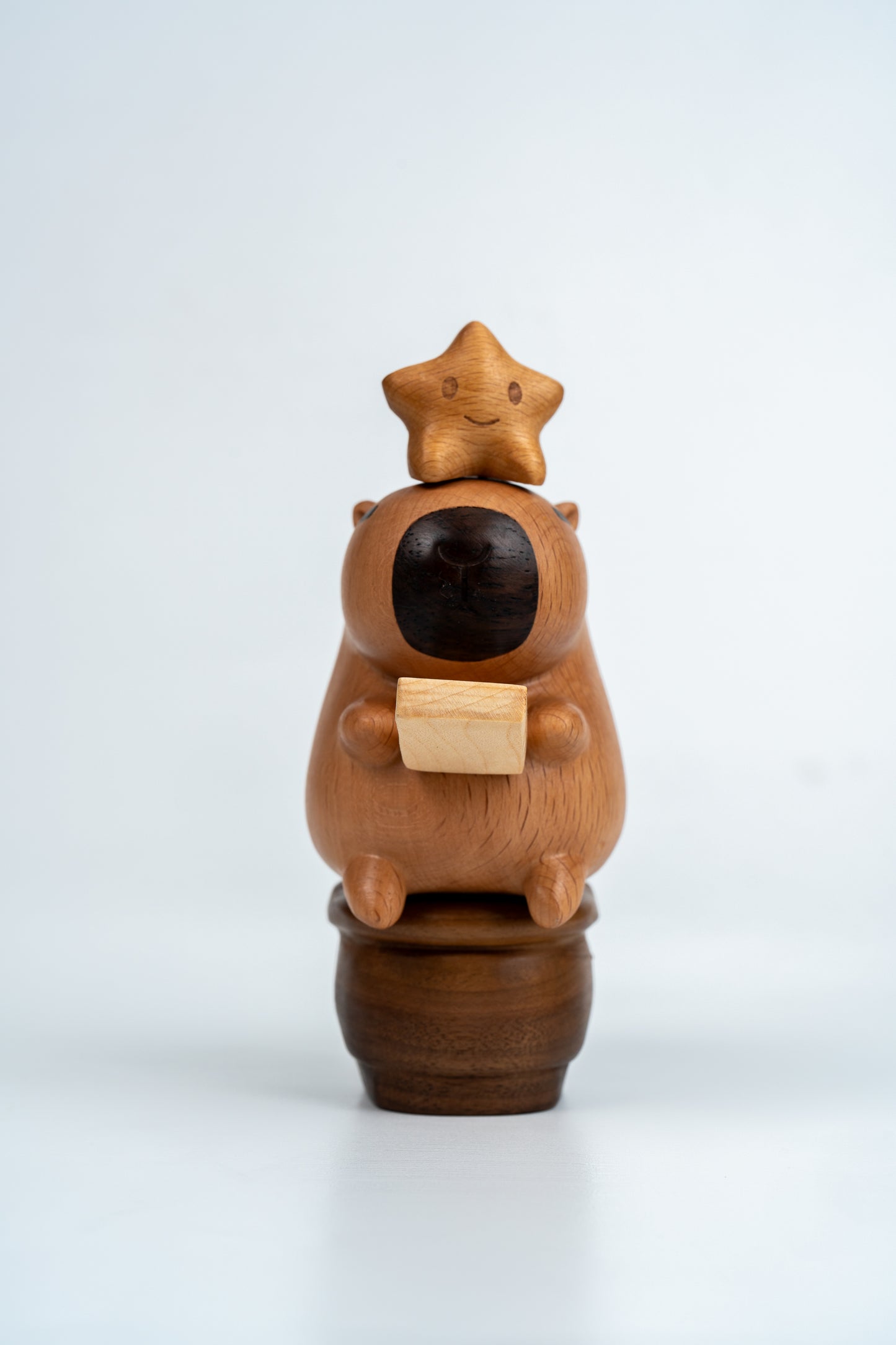 Capibara toilet solid wood carving magnetic suction cute creative decompression toy beech wood iPad home decoration