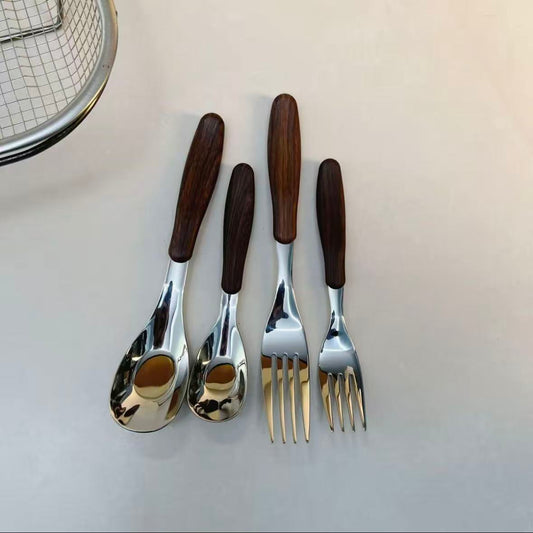316 Stainless Steel Wood-Grain Spoon Creative Vintage Dining Spoon High-Quality Homeware